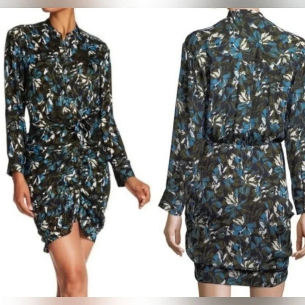 VERONICA BEARD GEORGINA BUTTON FRONT SILK FLORAL DRESS, SIZE 2